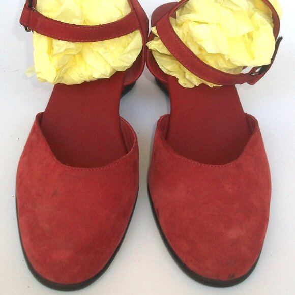 Arche France Eco-Friendly Red Nubuck Mary Jane Wedge Comfort Flats 40M 9M - Picture 2 of 8